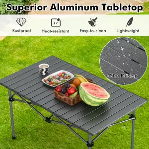 Costway Aluminum Folding Camping Table Roll Up Portable Picnic Table with Carrying Bag