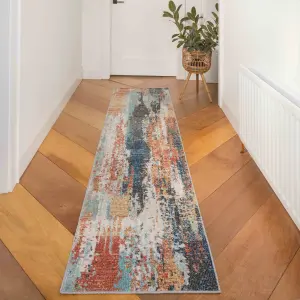 Soft Abstract Distressed Multicloured Fireside Living Area Rug 60cm x240cm