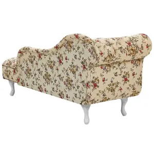 Left Hand Chaise Lounge Flower Print Beige NIMES