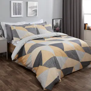 Textured Geometric Duvet Cover with Pillowcase