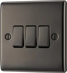 BG Black Nickel 20A 2 way 3 gang Light Switch