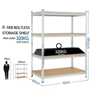 Yaheetech 4 Tier Adjustable Storage Shelf Rack Silver