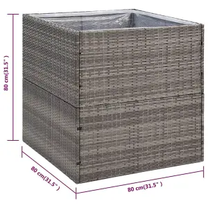 Berkfield Garden Planter Grey 80x80x80 cm Poly Rattan