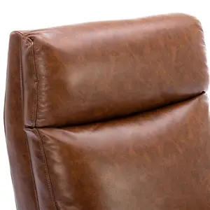 Riley Push Back Soft Air Leather Modern Reclining Armchair Accent Home Cinema Recliner Chair Tan