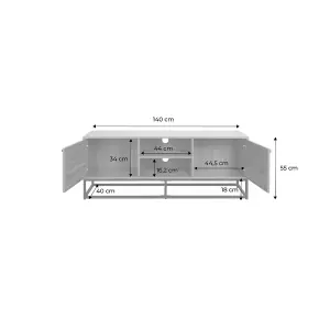 sweeek. Wood and rounded cane TV stand Retro Natural 140x40x55 cm