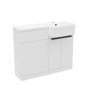 Nes Home Right Hand Freestanding Basin Vanity Unit with Black Handles & WC Unit