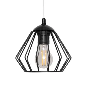 Luminosa Agat Wire Frame Pendant Ceiling Light Black 18cm