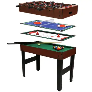 4-In-1 Sports Table Pool, Football, Push Hockey & Table Tennis