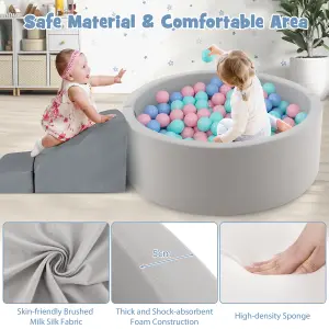 COSTWAY Foam Ball Pit 90 x 30cm Soft Round Ball Pool Baby Playpen w/ 200 Ocean Balls