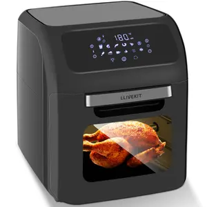 12L Large Air Fryer Oven, 1800W Family Size Digital Air Fryer With Rotisserie, Dehydrator, 12 Presets, 90 Minutes Timer, Preheat & Reheat Oil Less For Fry Roast Bake Grill (21 Recipes)