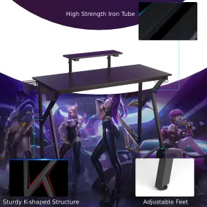 Costway Gaming Desk Ergonomic Shaped Computer Table K-Shaped