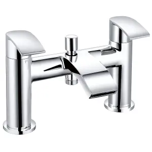 Rinse Bathrooms Bath Taps with Shower Waterfall Bathroom Bathtub Mixer tap Chrome Brass Dual Lever Tap with Handheld Shower Head