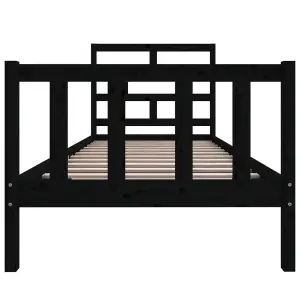 Berkfield Bed Frame Black Solid Wood Pine 100x200 cm