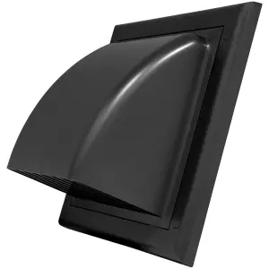 Black Gravity Flap for 100 mm / 4" Round Wall Outlet - Ventilation Duct Cover with Non-Return Shutters and Rear Spigot