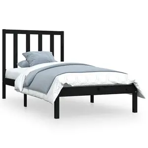 Berkfield Bed Frame Black Solid Wood Pine 100x200 cm