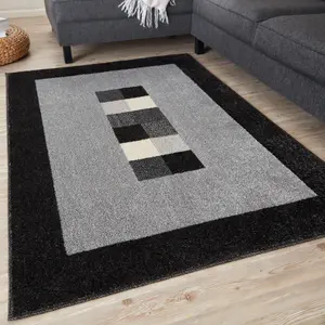 Ephesus Collection Modern Rugs Grey Black  7439GB