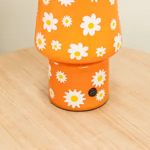 ValueLights Hanya Orange Flower Glass Rechargeable Table Lamp