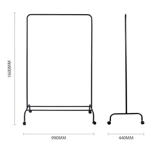 Matt black Single Clothes rail (L)440mm (H)1550mm