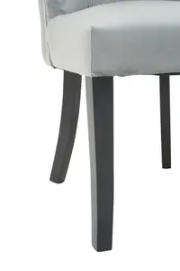 Premier Housewares Grey Velvet Dining Chair with Black Legs