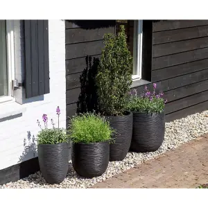 Capi Egg Planter Nature Rib 54x52 cm Black KBLR935