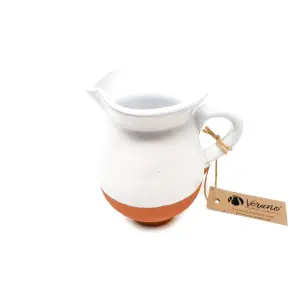 Rustic Pastel Half Dipped Terracotta Kitchen Mini Pourer Jug White (12cm)