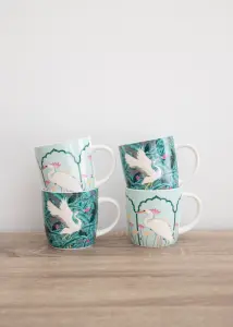 KitchenCraft 4-Piece Exotic Bird Coffee Mug Set