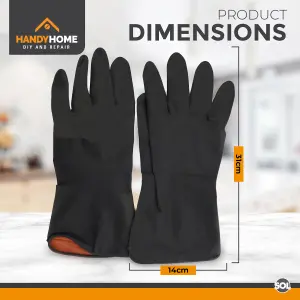 SOL 24 Pairs Large Industrial Gloves Heavy Duty Rubber Gloves Black Gauntlet Gloves Waterproof Resistant Gloves Long Waterproof Gl