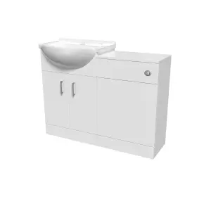 Nes Home Freestanding 1050mm White Vanity Unit With Basin & WC Unit