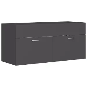 Berkfield Sink Cabinet with Built-in Basin Grey Engineered Wood