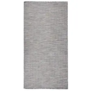 Outdoor Flatweave Rug 100x200 cm Brown and Blue