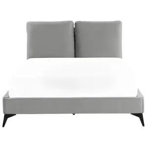 Velvet EU Double Size Bed Grey MELLE