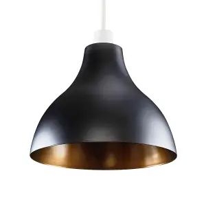 ValueLights Dexter Retro Style Black and Gold Metal Ceiling Pendant Light Shade