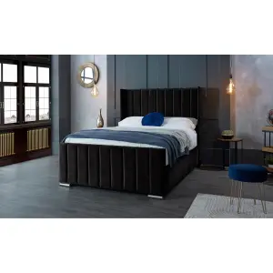 Meriso Plush Velvet Black Bed Frame