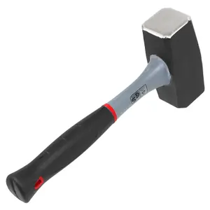 SPARES2GO Lump Club Sledge Hammer Heavy Duty Fibreglass Shaft Hardened Steel Head TPR Comfort Grip Handle (4lb / 2kg)