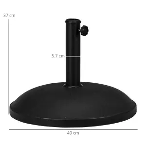 Outsunny Parasol Base Grand Round Weight Steel Black 49cm Patio Outdoor