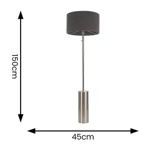 ValueLights Lexy Brushed Chrome Rotary Dimmer Switch Floor Lamp with Charcoal Grey Boucle Shade