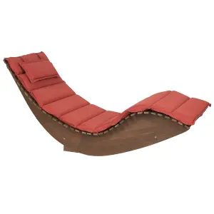 Beliani Traditional Sun Lounger Wood Red BRESCIA