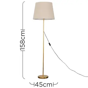 ValueLights Modern Gold Metal Standard Floor Lamp With Beige Tapered Shade - Includes 6w LED Bulb 3000K Warm White