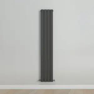 Vertical Anthracite Double Flat Panel Radiator (H) 1600 mm x (W) 272 mm, 3668 BTU.