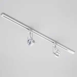 Litecraft Greenwich White 2 Head 1m Straight Kitchen Ceiling Light with LED Bulbs