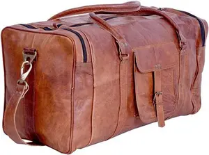 KEYWE Leather Duffel Vintage Holdall Luggage Travel Bag For Men Women Handmade Gym Sports Weekend Overnight Bag