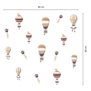 Walplus Hot Air Balloons Kids Sticker PVC Pink