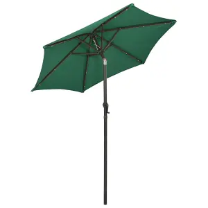 Berkfield Parasol with LED Lights Green 200x211 cm Aluminium