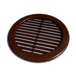 200 mm / 8 in Brown Round Air Vent Grille Duct Cover with Fly Screen, Flange and Screw Covers