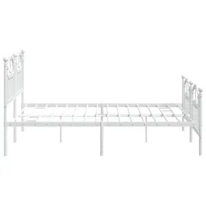 Berkfield Metal Bed Frame with Headboard and Footboard White 183x213 cm