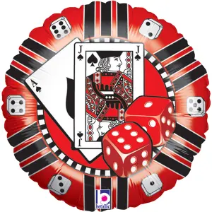 Oaktree Betallic 18 Inch Casino Chip Balloon Red/Black/White (One Size)