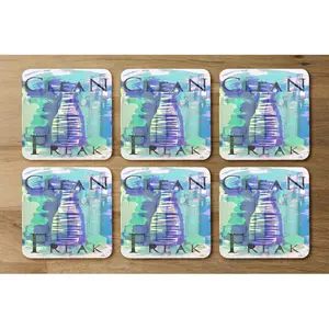 Square 6 Piece Coaster Set (Set of 6) Blue