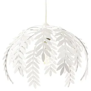 Traditional Fern Leaf Design Ceiling Pendant Light Shade in White Gloss Finish