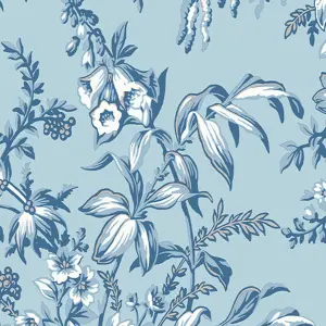 Laura Ashley Picardie Blue Sky Floral Smooth Wallpaper Sample