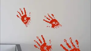 Scary Blood Hand Party Bloody Hand Print Sticker Window Clings Scary Decoration